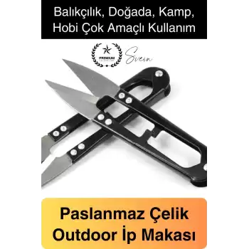 Paslanmaz Çelik Yaylı Balıkçı İp Kesme Makası Dış Mekan Hobi Makası Keskin Budama İlik Açıcı