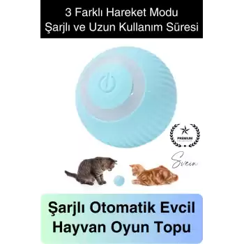 Akıllı İnteraktif Evcil Hayvan Oyuncağı Top Oynama Şarjlı Zıplayan Titreşimli Işıklı Kedi Köpek