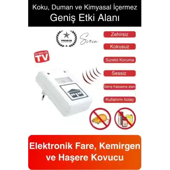 Elektronik Fare ve Haşere Kovucu Uzaklaştırıcı Böcek Ultrasonik Sinek Örümcek Karınca Savar