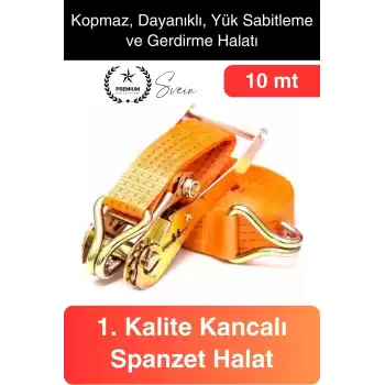10 mt Spanzet Takımı Cırcırlı Yük Gerdirme Kiti Halat Uzun Tekne Kamyon Taşıma Çekme Emniyet Kemer