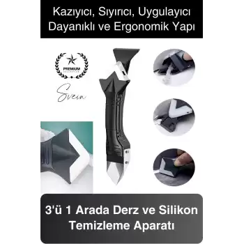 3ü 1 Arada Fayans Derz Dolgu Silikon Kazıyıcı Sıyırıcı Uygulayıcı Aparat Mutfak Banyo Kapı Pencere