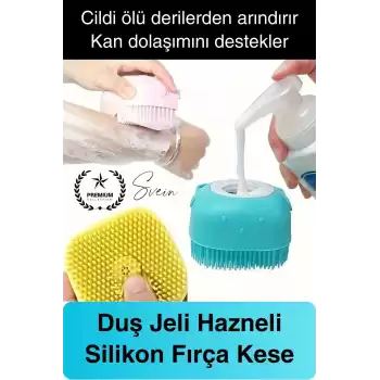 Şampuan Hazneli Silikon Banyo Lifi Duş Fırçası Jel Keseli Vücut Masaj Lif Çok Amaçlı Temizlik