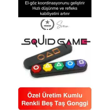 Squid Game 5 Taş Oyunu Seti Kutulu Renkli Geleneksel Kore Gonggi Koordinasyon Aile Parti Aktivite