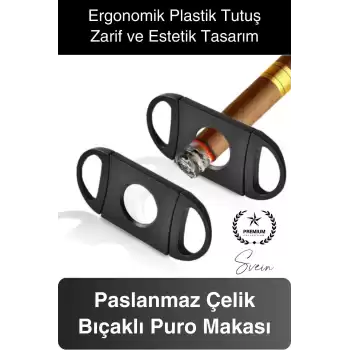 Deluxe Puro Kesme Makası Giyotini Cigaretta Paslanmaz Çift Bıçak Keskin Çelik Sağlam Çift Kesim