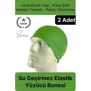 2li Her Saça Uygun Su Geçirmez Bez Bone Likralı Yüzücü Deniz Havuz Elastik Unisex Kulak Korumalı