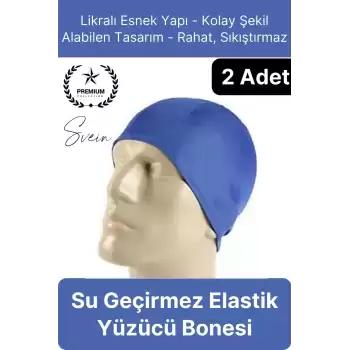 2li Her Saça Uygun Su Geçirmez Bez Bone Likralı Yüzücü Deniz Havuz Elastik Unisex Kulak Korumalı