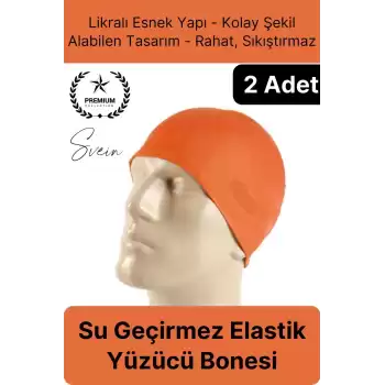 2li Her Saça Uygun Su Geçirmez Bez Bone Likralı Yüzücü Deniz Havuz Elastik Unisex Kulak Korumalı
