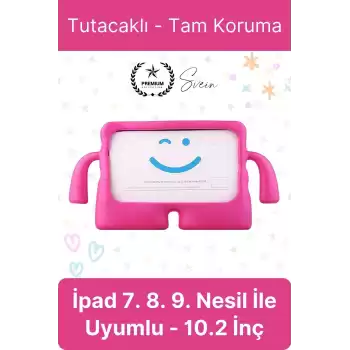 Dayanıklı Apple İpad 7. 8. 9. Nesil 10.2 İnç Uyumlu Çocuk İçin Ayaklı Tablet Kılıfı Koruyucu Silikon