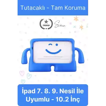 Dayanıklı Apple İpad 7. 8. 9. Nesil 10.2 İnç Uyumlu Çocuk İçin Ayaklı Tablet Kılıfı Koruyucu Silikon