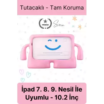 Dayanıklı Apple İpad 7. 8. 9. Nesil 10.2 İnç Uyumlu Çocuk İçin Ayaklı Tablet Kılıfı Koruyucu Silikon