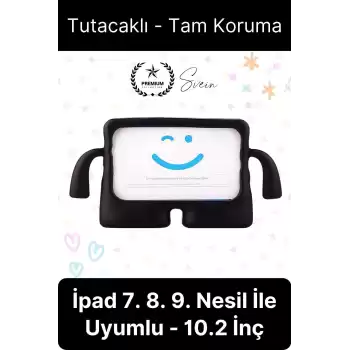 Dayanıklı Apple İpad 7. 8. 9. Nesil 10.2 İnç Uyumlu Çocuk İçin Ayaklı Tablet Kılıfı Koruyucu Silikon