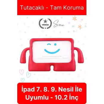 Dayanıklı Apple İpad 7. 8. 9. Nesil 10.2 İnç Uyumlu Çocuk İçin Ayaklı Tablet Kılıfı Koruyucu Silikon