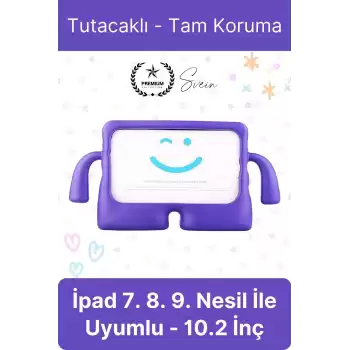 Dayanıklı Apple İpad 7. 8. 9. Nesil 10.2 İnç Uyumlu Çocuk İçin Ayaklı Tablet Kılıfı Koruyucu Silikon