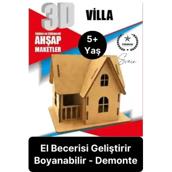 Özel Üretim 3 Boyutlu Minyatür Ham Ahşap Maket Boyanabilir Eğitici Öğretici Motor Beceri Hobi Oyun