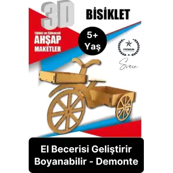 Özel Üretim 3 Boyutlu Minyatür Ham Ahşap Maket Boyanabilir Eğitici Öğretici Motor Beceri Hobi Oyun