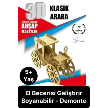 Özel Üretim 3 Boyutlu Minyatür Ham Ahşap Maket Boyanabilir Eğitici Öğretici Motor Beceri Hobi Oyun