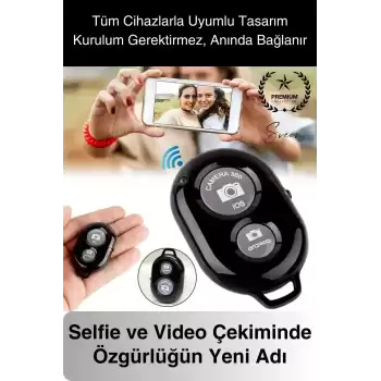 Bluetooth Kablosuz Uzaktan Kumanda İOS Android Uyumlu Selfie Fotoğraf Video Çekme Remote Shutter