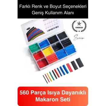 560 Parça Makaron Seti Kutulu Kablo Birleştirme Koruyucu Yalıtım Sıcaklıkla Daralan Tamirat Kaplama