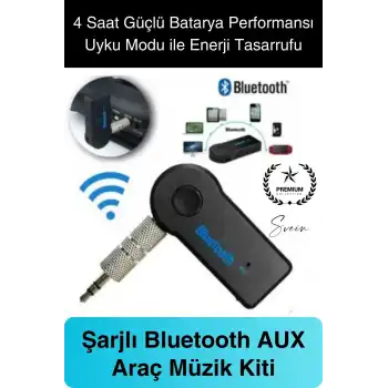 Şarjlı Blutooth Aux Araç Kiti Müzik Ses Alıcı Adaptörü 3.5mm Jak Tv Telefon Kablosuz Bağlantı