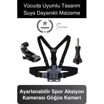 Premium Ayarlanabilir Göğüse Sabitlenen Spor Aksiyon Kamerası Kemeri Video Görüntü Çekim Ekipmanı