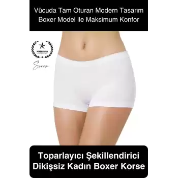 Premium Toparlayıcı Sıkılaştırıcı Kadın Boxer Korse Rahat Dikişsiz Saran Günlük İç Çamaşır