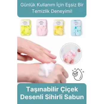 Mini Pratik Taşınabilir Dış Mekan Tuvalet Kullanımı Çeşitli Kokulu Çiçek Desenli Sihirli Cep Sabunu