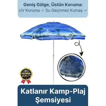Dayanıklı Katlanabilir Fiber Tel Büyük Boy 170cm Deniz Bahçe Balkon Piknik Kamp Güneş Plaj Şemsiyesi