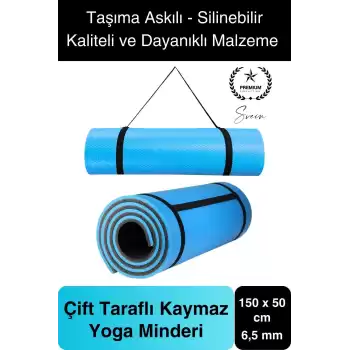 150 cm Dayanıklı Kaymaz Taşıma Askılı Su Geçirmez Yoga Pilates Matı Rahat Konforlu Taşınabilir