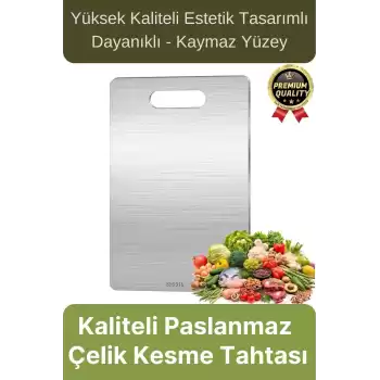 Çok Amaçlı Dayanıklı Kaymaz Yüzey Paslanmaz Çelik Mutfak Sebze Meyve Et Doğrama Lüks Kesme Tahtası