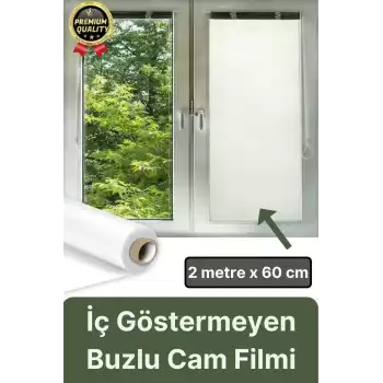 Premium UV Engelleyici İçeriyi Göstermeyen Yapışkan İz Bırakmaz Ofis Ev Buzlu Cam Filmi 2 mt x 60 cm