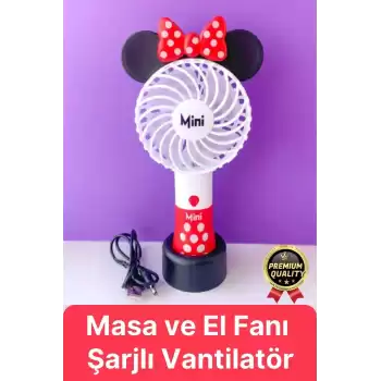 Yeni Seri Taşınabilir Kablosuz 1200mAh Pervaneli 2 Kademeli Usb Şarjlı Masa ve El Fanı Vantilatör