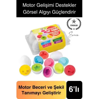 6lı Geometrik Yumurta Eşleme Oyunu Motor Gelişim Görsel Algı Şekilli Eğitici Öğretici Oyuncak