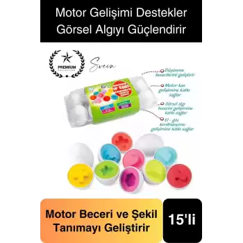 15li Geometrik Yumurta Eşleme Oyunu Motor Gelişim Görsel Algı Şekilli Eğitici Öğretici Oyuncak