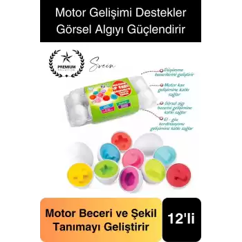 12li Geometrik Yumurta Eşleme Oyunu Motor Gelişim Görsel Algı Şekilli Eğitici Öğretici Oyuncak