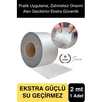 Ekstra Güçlü 2 mt Dış Cephe Su Geçirmez Sakız Bant Yalıtım Çamur Bandı Alev Geciktirici Sızdırmaz