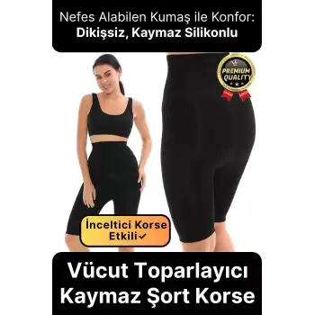 Doğum Sezeryan Sonrası Vücut Toparlayıcı Kaymaz Silikon Dikişsiz Selüllit Önleyici Paçalı Şort Korse