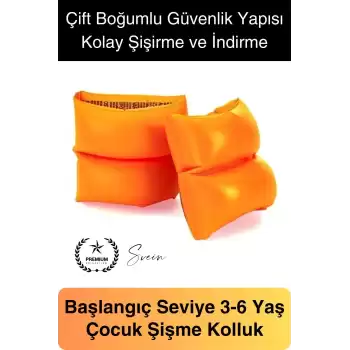 Çift Boğumlu Güvenli 3-6 Yaş Çocuklar İçin Yüzme Kolluk Deniz Havuz Şişme Kolluğu Yüzücü Hava Odalı