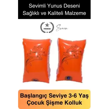 Yunus Desenli Güvenli 3-6 Yaş Çocuklar İçin Yüzme Kolluk Deniz Havuz Şişme Kolluğu Yüzücü Hava Odalı