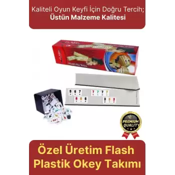 Premium Kaliteli Eğlence Hobi Çizilmeye Dayanıklı Silinebilir Büyük Boy Flash Plastik Okey Takımı