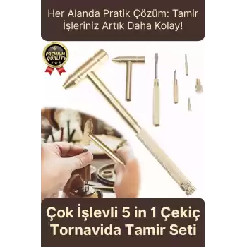Çok İşlevli Kompakt Telefon Mücevher Kuyumcu Araba İş Ev Onarım 5 in 1 Çekiç Tornavida Tamir Seti