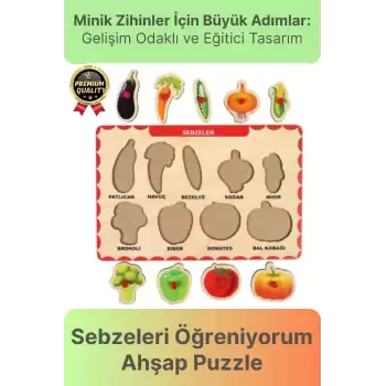 Yeni Seri Çocuk Ebeveyn Eğlenceli Eğitici Öğrenme Destekli Sebzeler Yapboz Ahşap Tutmalı Puzzle
