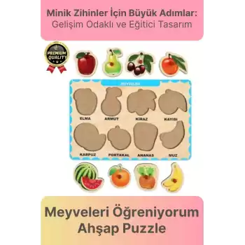 Yeni Seri Çocuk Ebeveyn Eğlenceli Eğitici Öğrenme Destekli Meyveler Yapboz Ahşap Tutmalı Puzzle