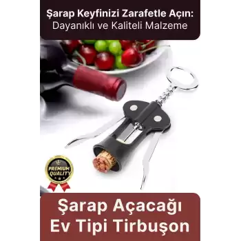 Özel Üretim Dayanıklı Şık Paslanmaz Kararmaz Çelik Şarap Şişe Mantar Kapak Açacağı Tirbuşon 18*7 Cm