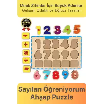 Yeni Seri Çocuk Ebeveyn Eğlenceli Eğitici Öğrenme Destekli Sayılar Yapboz Ahşap Tutmalı Puzzle