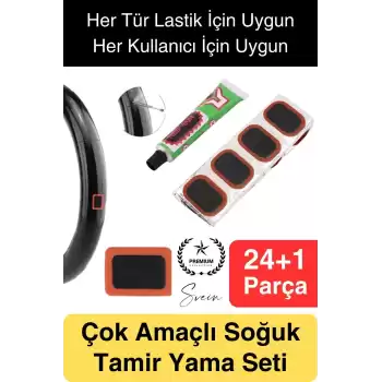 Ekstra Güçlü Araba Bisiklet Motosiklet Soğuk Yama Lastik Tamir Yaması Seti 24 Parça Kolay Pratik