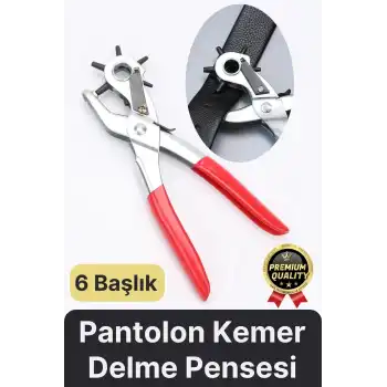 Çok Fonksiyonlu Paslanmaz Çelik Delik Açma Aleti 6 Başlıklı Kumaş Deri Pantolon Kemer Delme Pensesi