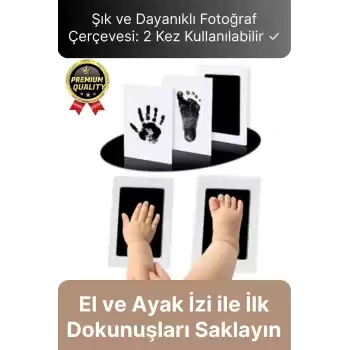 Özel Seri Mürekkepsiz 2 Kullanımlık Evcil Hayvan Bebek El Ayak İzi Fotoğraf Hatıra Çerçevesi Seti