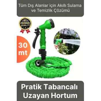 Çok Amaçlı Kırılmaz Dolaşmaz 7 Fonksiyonlu Bahçe Sulama Araç Yıkama Tabancalı Uzayan Hortum 30 Mt