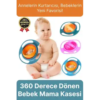 Özel Seri Kolay Temizlenir Dayanıklı Bpa İçermez 360 Derece Dönen Dökülmeyen Bebek Mama Kasesi
