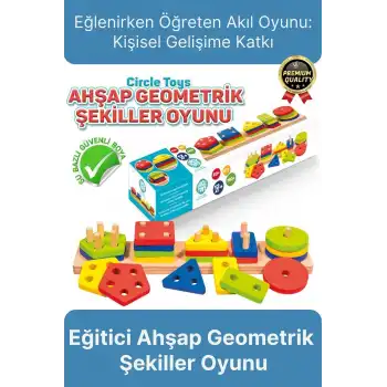 Özel Üretim Kişisel Gelişim Koordinasyon Çocuk Eğlenirken Öğreten Ahşap Geometrik Şekiller Oyunu